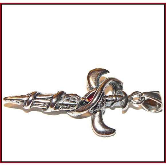 Stainless Steel Caduceus Pendant, Medical Pendant, Symbol of Medicine - Picture 2 of 4